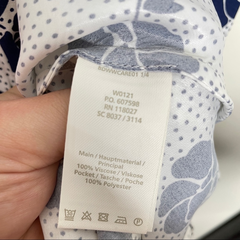 Boden White Dress with Navy Floral Print - Picture 7 of 8